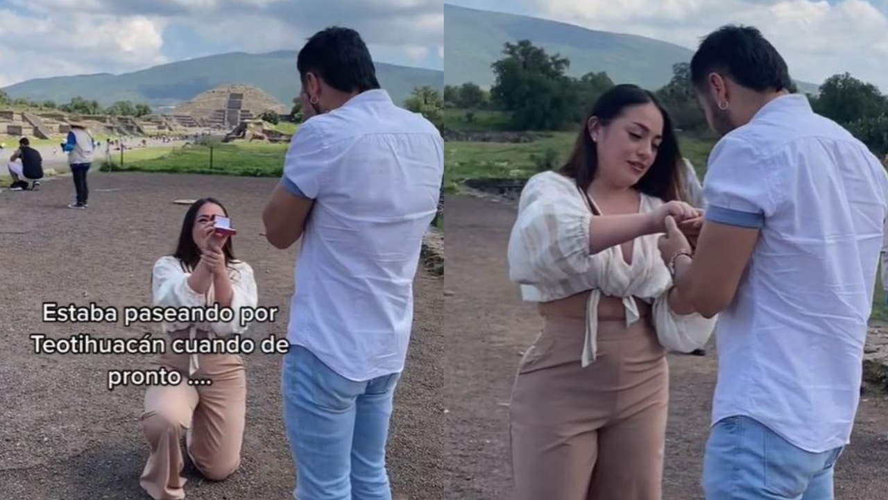 Joven le pide matrimonio a su novio en Teotihuacán