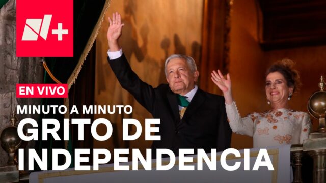 El presidente de México, Andrés Manuel López Obrador, durante el Grito de Independencia (N+)