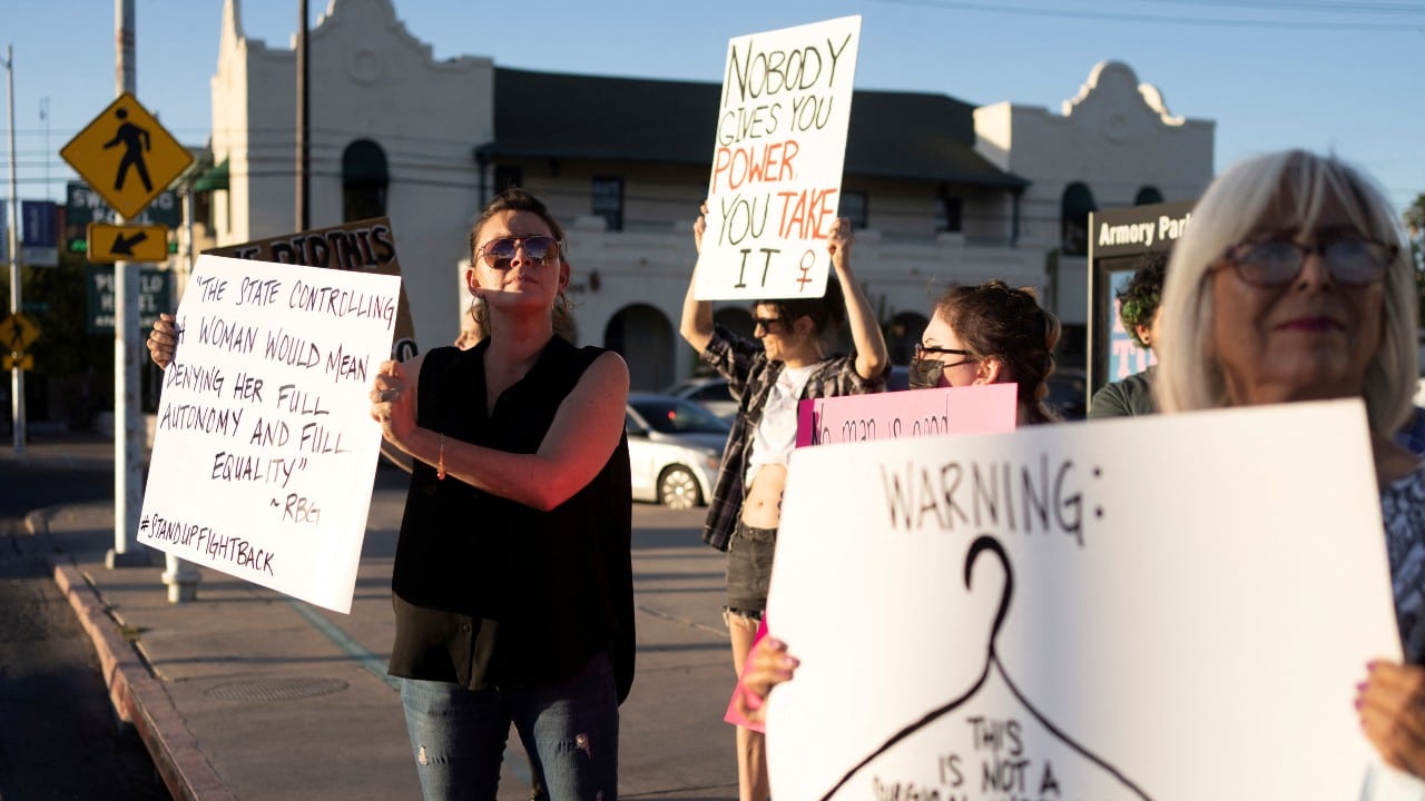 Activistas a favor del derecho al aborto en Estados Unidos.