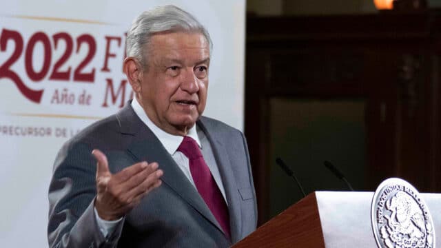 Andrés Manuel López Obrador, durante la conferencia mañanera desde Palacio Nacional.