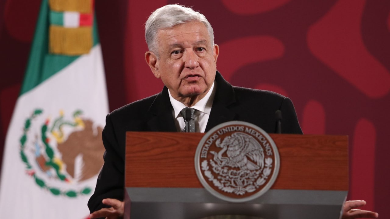 Andrés Manuel López Obrador, presidente de México durante conferencia mañanera en Palacio Nacional.