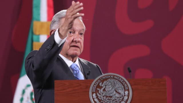 El presidente, Andrés Manuel López Obrador, presidente de México, durante su conferencia mañanera en Palacio Nacional