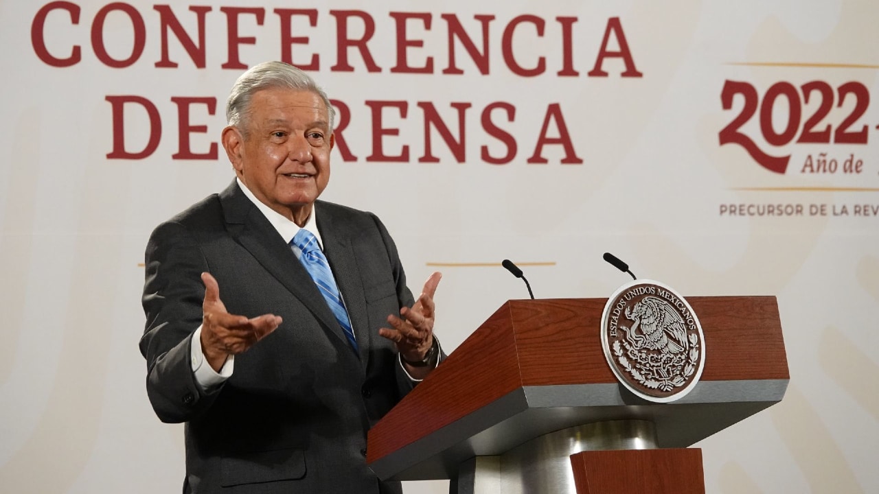 El presidente, Andrés Manuel López Obrador, presidente de México, durante su conferencia mañanera en Palacio Nacional.