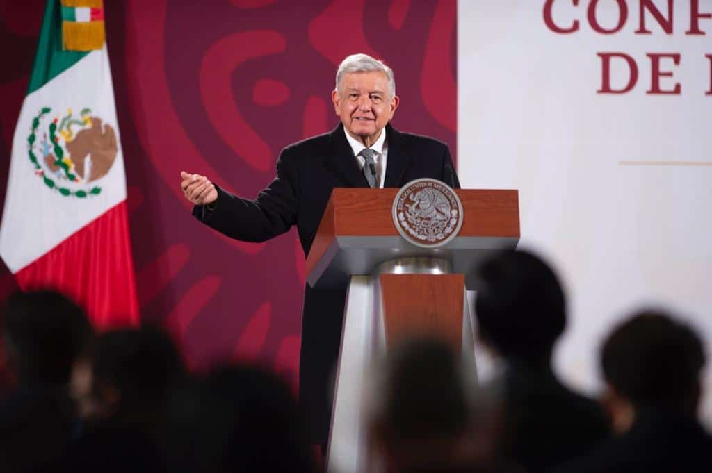 Andrés Manuel López Obrador, presidente de México durante conferencia mañanera en Palacio Nacional.
