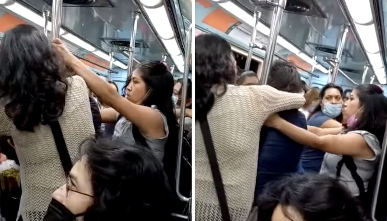 Mujeres pelean en Línea B del Metro de CDMX por asiento