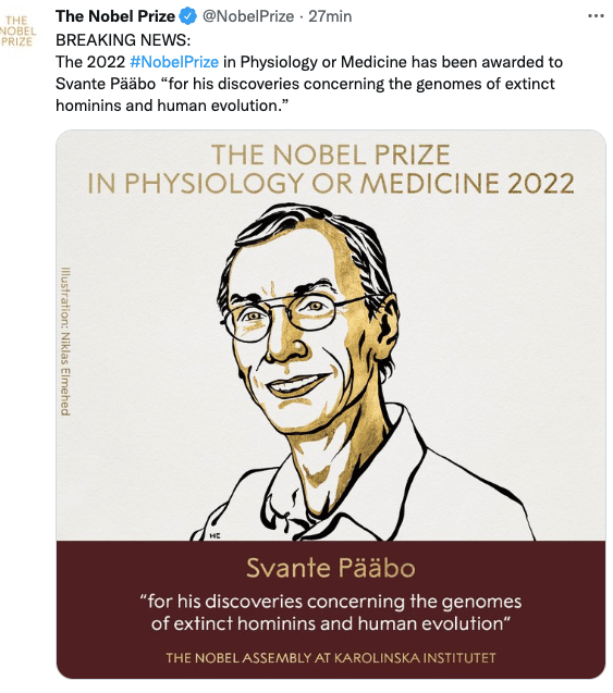 El Nobel de Medicina premia al sueco Svante Pääbo