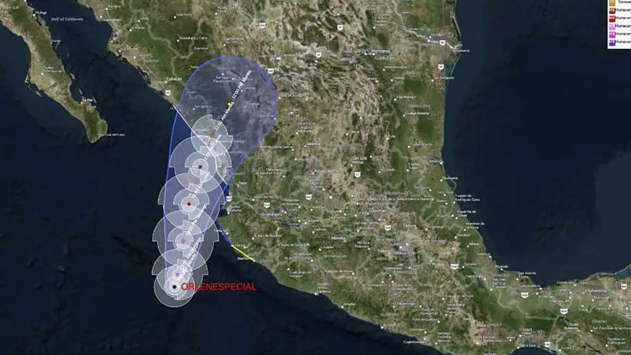 Despliegan operativo ante inminente impacto del huracán Orlene entre Sinaloa y Nayarit.