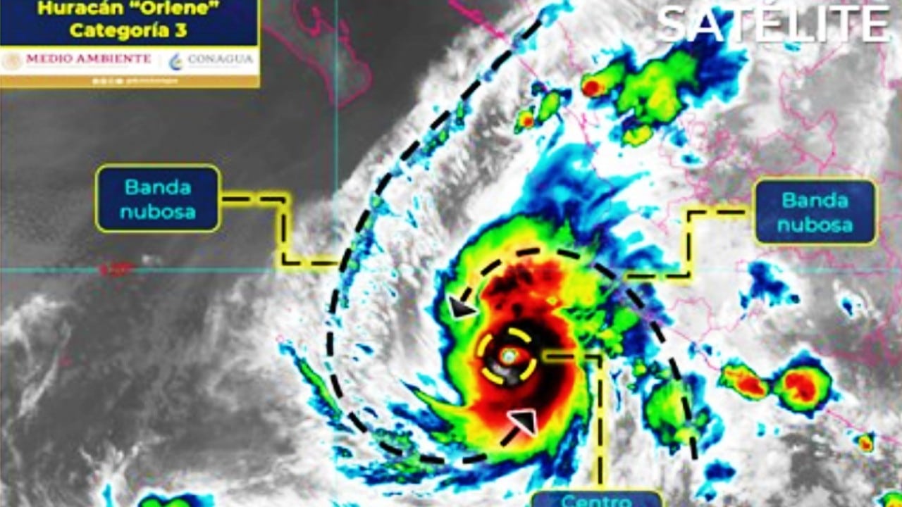 Orlene se intensifica en un poderoso huracán de categoría 3 frente a las costas de Jalisco y Colima