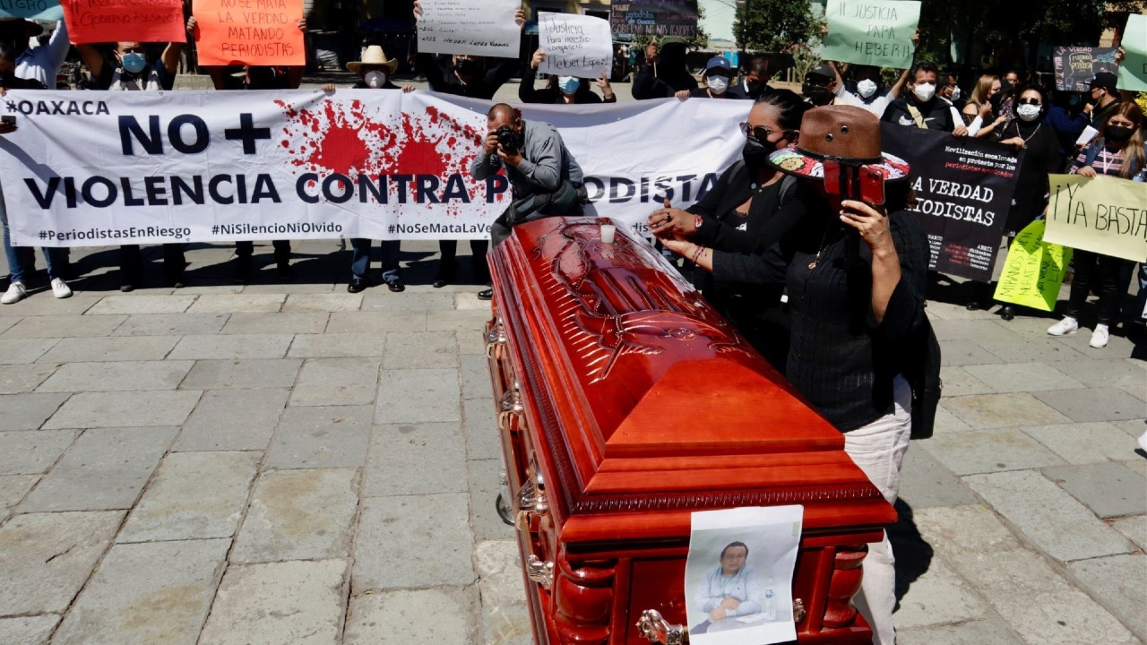 Periodistas protestan por los asesinatos ocurridos contra sus compañeros en México.