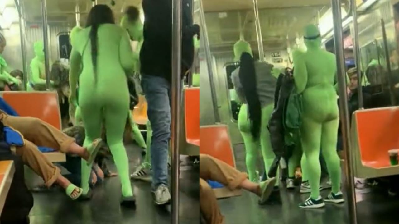 Mujeres con leotardos verdes golpean jóvenes en metro de Nueva York, video
