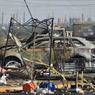 Daños materiales tras explosión de pipa en gasolinera en Tula, Hidalgo. Foto: Cuartoscuro | Archivo